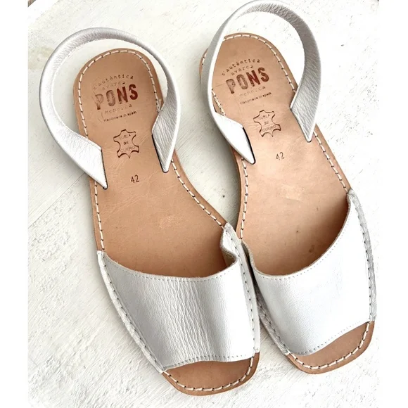 PONS Avarca Classic Leather Sandals in Metallic Bone, Off White - 42/ U.S. 12 - Picture 1 of 11